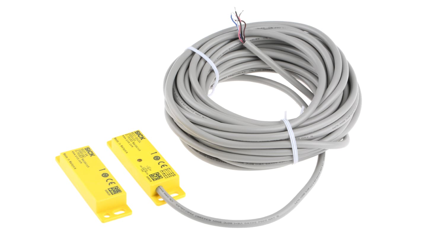 Interruttore di sicurezza senza contatto Sick RE27-SA10L, 3NO, IP67, dimensioni 87.5mm x 25mm x 13mm, compatibile con aree igieniche.