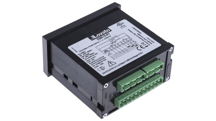 Misuratore digitale Lovato DMK15R1, pannello 96 x 48 mm, voltmetro e amperometro trifase, protezione IP54.
