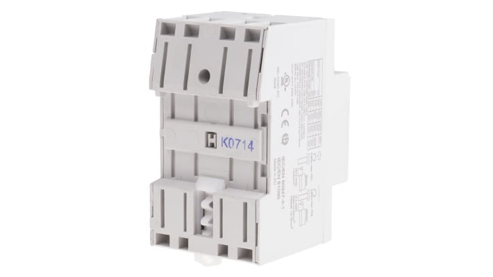 Finder 22.64.0.012.4610, contattore 4 poli 63 A, montaggio su guida DIN 35 mm, dimensioni 53.5 mm x 63.1 mm, bobina 12 V.