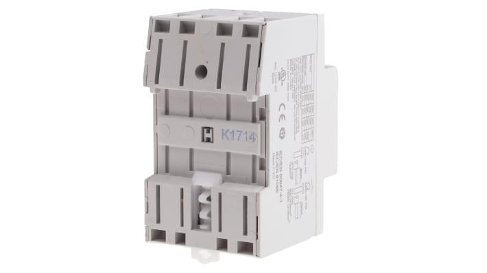 Finder 22.64.0.012.4710, contattore modulare 4 poli 63 A, montaggio su guida DIN 35 mm, dimensioni 53.5 mm x 63.1 mm.