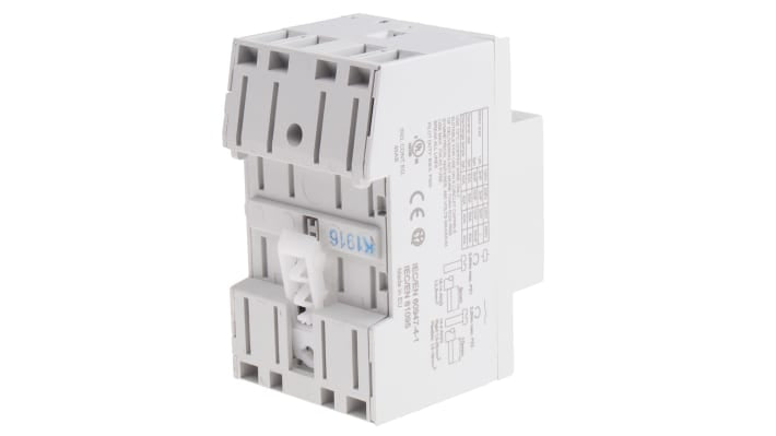 Finder 22.64.0.120.4310, contattore modulare 4 poli 63 A, montaggio su guida DIN 35 mm, dimensioni 53.5 x 63.1 mm.