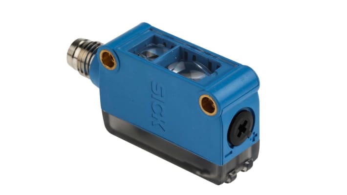 Sensore di contrasto Sick KTM-MB31111P, LED bianco, montaggio a pannello, IP67, rilevamento 12,5 mm, uscita NPN/PNP.