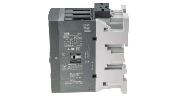 Contattore ABB 1SBL367001R1300 AF, 3 poli, 100 A, montaggio su guida DIN, dimensioni 55x125.5x111 mm.