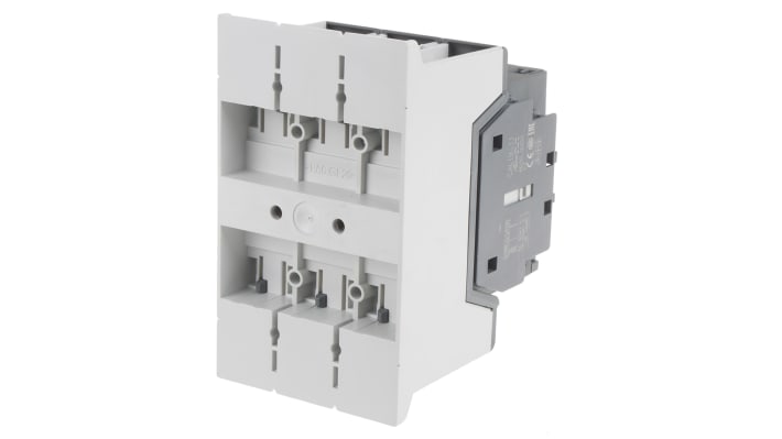 Contattore ABB 1SFL447002R1111 AF140-30-11B-11, 3 poli, 200 A, bobina 24 V, dimensioni 150x90x126 mm.