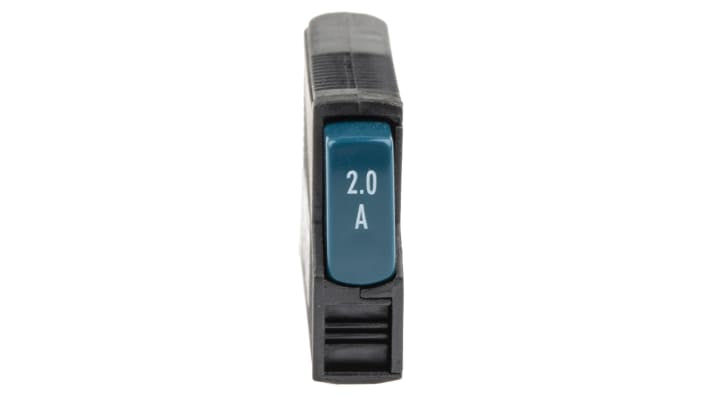 Interruttore termico Phoenix Contact TCP 2A, 1 polo, 8,2 mm di larghezza, fusibile a intervento lento, IP40. Dimensioni 55 mm x 44,5 mm.