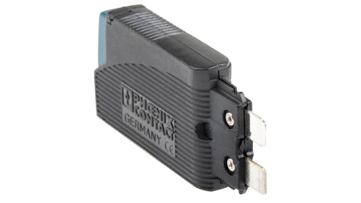 Interruttore termico Phoenix Contact TCP 2A, 1 polo, 8,2 mm di larghezza, fusibile a intervento lento, IP40. Dimensioni 55 mm x 44,5 mm.