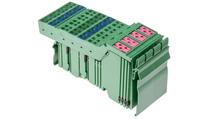 Morsettiera Phoenix Contact IB IL 24 DO 16-PAC: 16 uscite digitali, protezione cortocircuiti, montaggio DIN, efficiente e sicura.