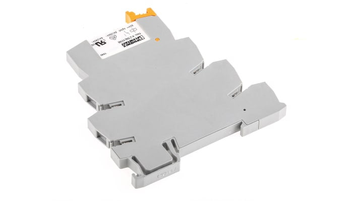 Phoenix Contact, relè d'interfaccia PLC-RSC, 120V, contatti SPDT, montaggio su guida DIN, dimensioni 6.2 x 94 x 80mm.