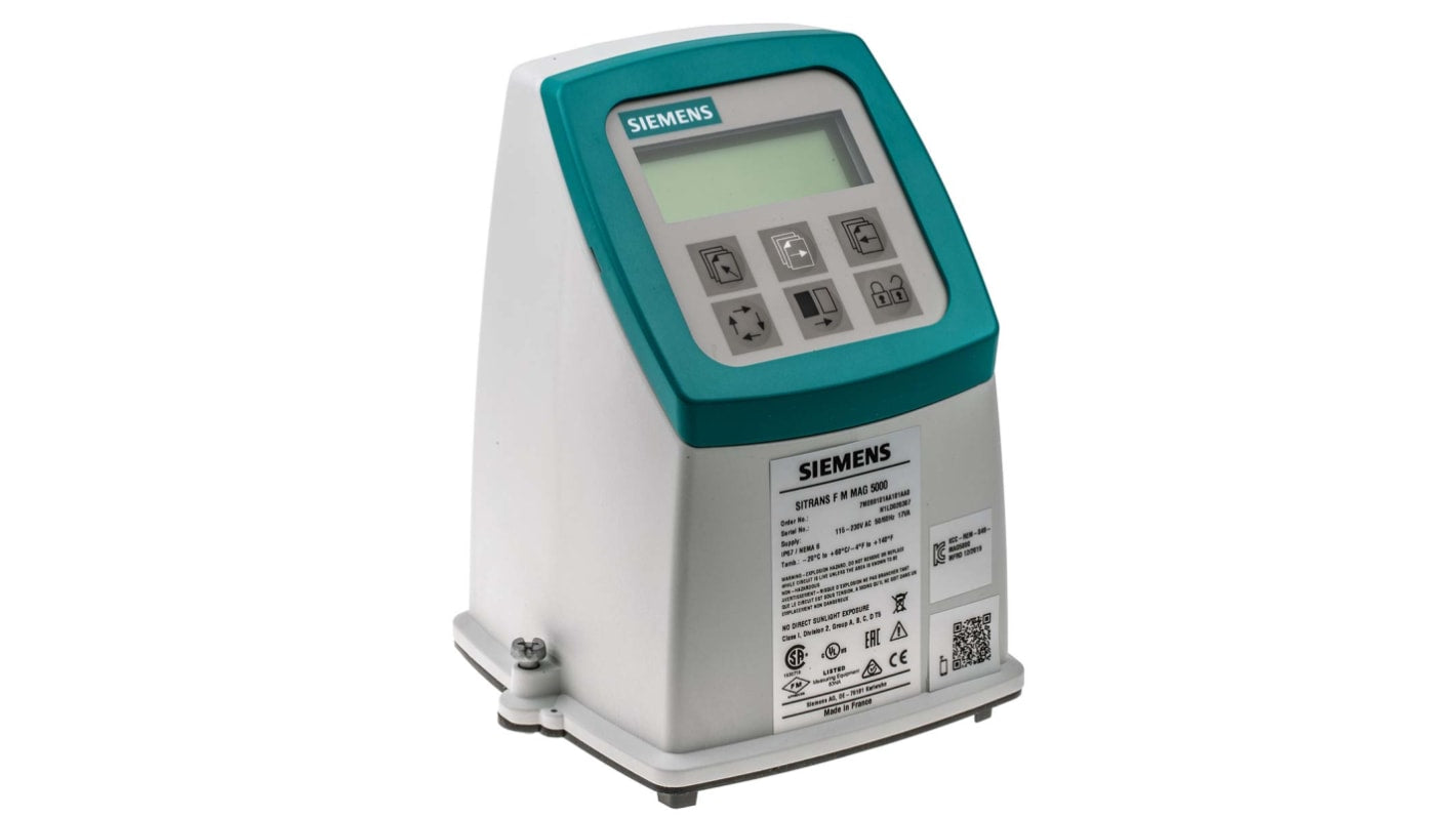 Trasmettitore Siemens 7ME6910-1AA10-1AA0 per flussometri, alimentazione 230 V CA, IP67, intervallo -20/+60 °C.