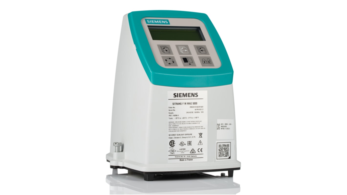 Trasmettitore Siemens 7ME6910-1AA30-1AA0 per monitoraggio flusso elettromagnetico, montaggio a parete, IP67.