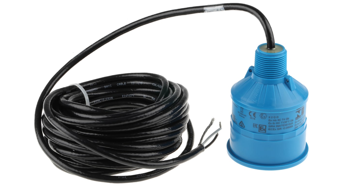 Sensore di livello a ultrasuoni Siemens 7ML1115-0CA30, gamma 0,3-10 m, IP68, frequenza 44 kHz, cavo 10 m.