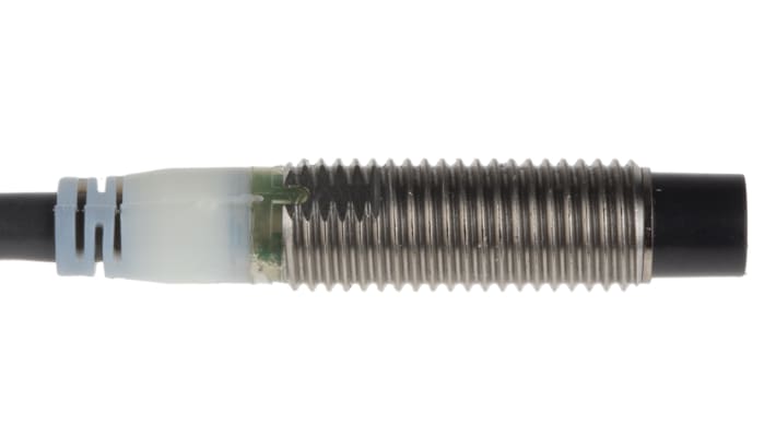 Omron E2A-S08KN04-WP-B1 5M, sensore di prossimità cilindrico PNP M8, rilevamento 4 mm, IP67, acciaio inox, LED indicatore.