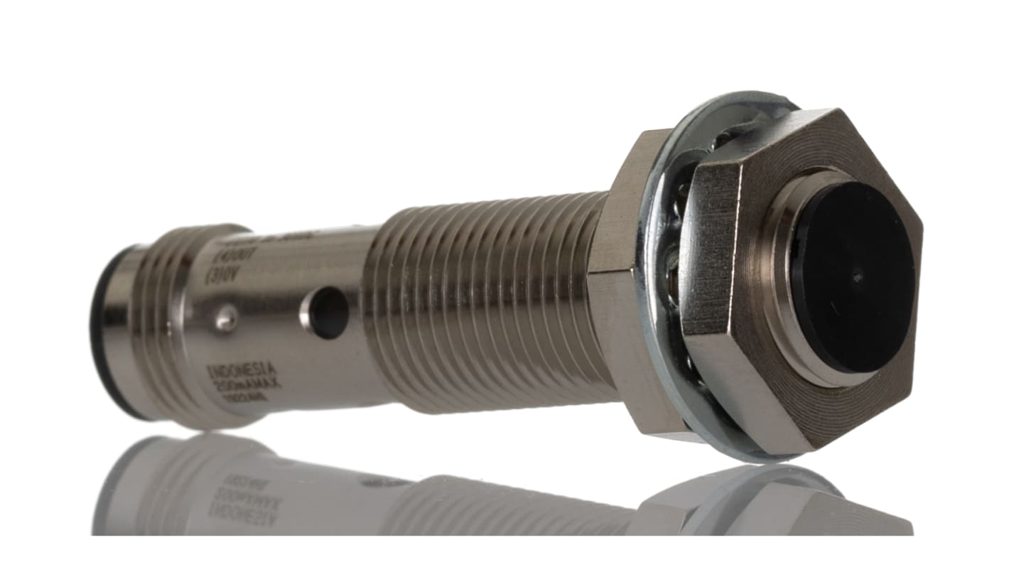 Sensore di prossimità cilindrico PNP M12 Omron E2B-M12KS04-M1-B1, rilevamento 4 mm, alimentazione 12-24 V c.c., IP67.