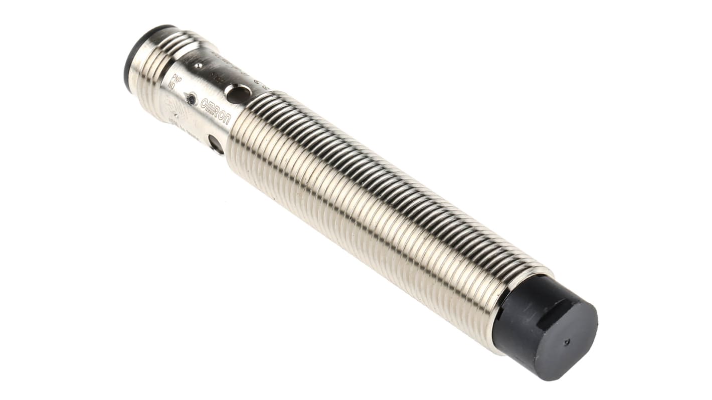 Sensore di prossimità cilindrico PNP Omron E2B-M12LN08-M1-B1, rilevamento 8 mm, corpo in ottone, connettore M12 a 4 pin.