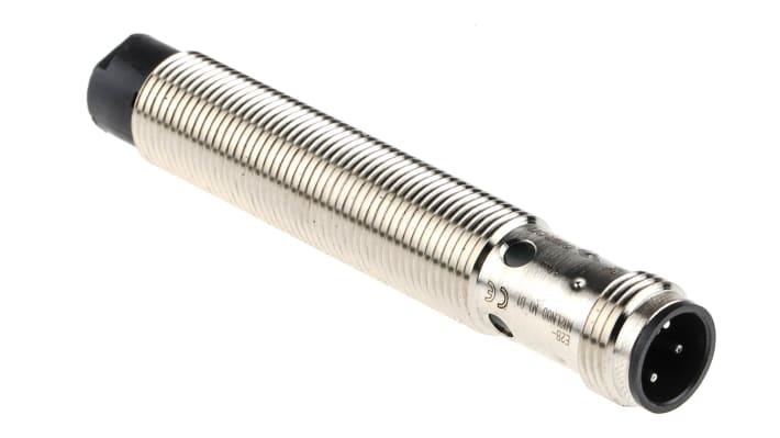 Sensore di prossimità cilindrico PNP Omron E2B-M12LN08-M1-B1, rilevamento 8 mm, corpo in ottone, connettore M12 a 4 pin.