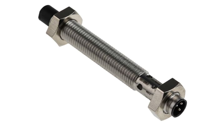 Omron E2B-S08LN04-MC-B1, sensore di prossimità cilindrico PNP M8, rilevamento 4 mm, corpo in acciaio inox, IP67.