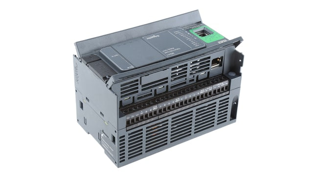 Schneider Electric TM241CEC24R, CPU PLC Modicon M241, 14 ingressi, 10 uscite, montaggio su guida DIN, dimensioni 150 x 95 x 90 mm.
