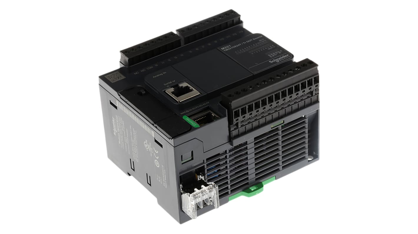 Schneider Electric TM221CE24T Regolatore logico Modicon M221, 24 I/O, USB, Ethernet - Ideale per automazione industriale, montaggio a pannello.
