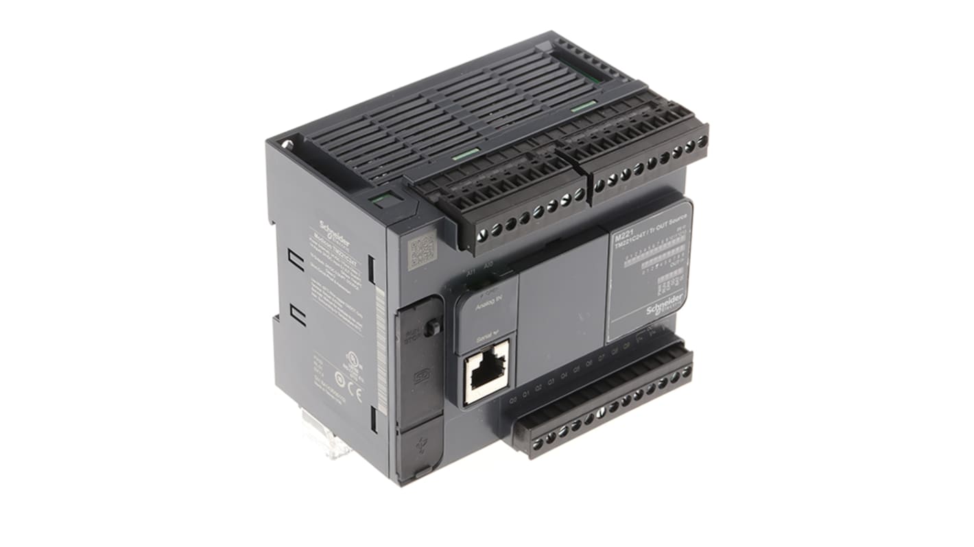 Schneider Electric TM221C24T CPU PLC Modicon M221, 24 I/O, prestazioni elevate e affidabilità per l'automazione industriale.