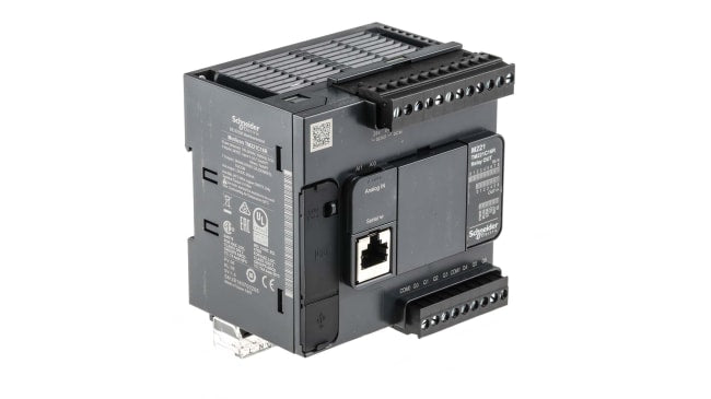 Schneider Electric TM221C16R, CPU PLC Modicon M221, 16 I/O, programmazione CoDeSys, montaggio a pannello, 90 x 70 x 95 mm.
