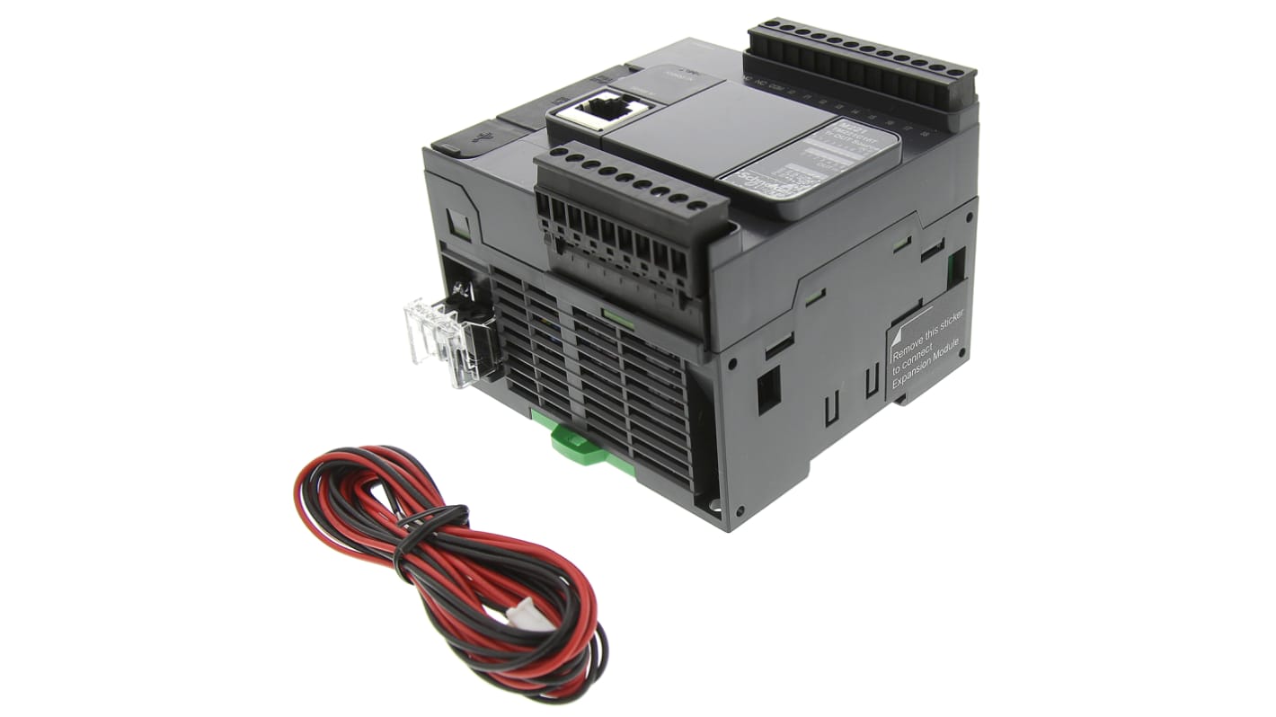Schneider Electric TM221C16T, CPU PLC Modicon M221, 16 I/O, montaggio a pannello, interfaccia Mini USB, porte Ethernet.