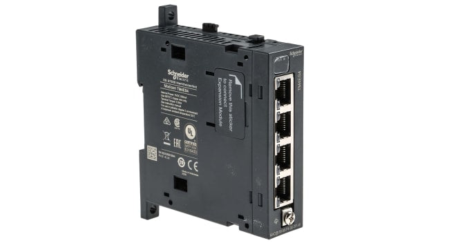 Modulo di espansione Schneider Electric TM4ES4 per PLC Modicon M241, 24 V c.c., montaggio su guida DIN, dimensioni 90 x 25 x 90 mm.