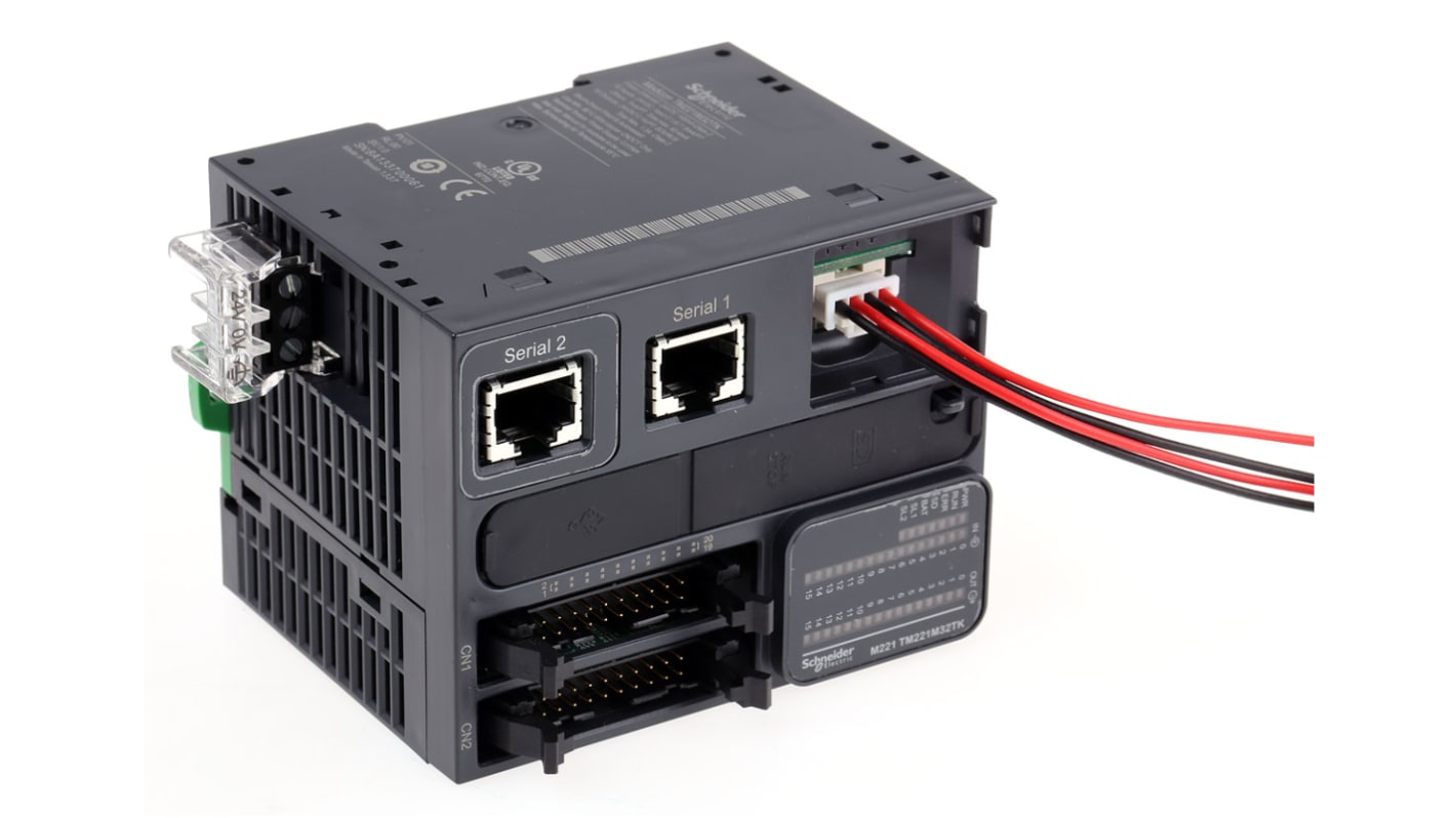 CPU PLC Schneider Electric TM221M32TK, 32 ingressi, 16 uscite, montaggio a pannello, dimensioni 90 x 70 x 70 mm.