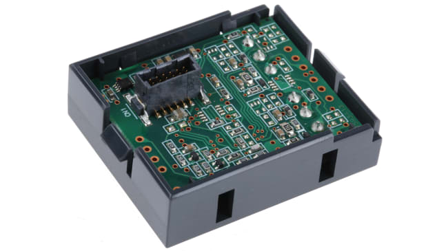 Modulo I/O PLC Schneider Electric TMC2AI2, 2 ingressi analogici, dimensioni 41 x 15 x 35 mm, installazione semplice.