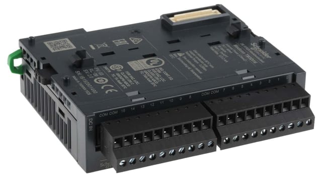 Modulo I/O PLC Schneider Electric TM3DI16 con 16 ingressi digitali per Modicon M221, M241, M251 - Serie TM3. Automazione, controllo motori, sicurezza.