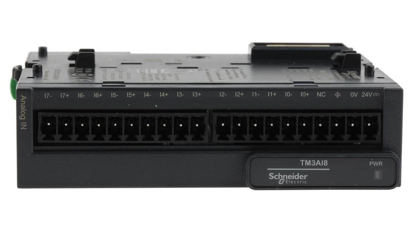 Il modulo I/O PLC Schneider Electric TM3AI8 con 8 ingressi analogici, 24V c.c. - Serie FC4A - TM3AI8 per Modicon M221, M241 e M251. Ideale per segnali di corrente e tensione, misurazioni precise e sicurezza elettrica. Amplia le tue applicazioni automatizzate!