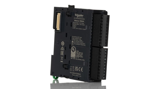 Modulo I/O PLC Schneider Electric TM3AI4 per Modicon M221, M241 e M251. 4 ingressi analogici per tensione e corrente, design compatto e installazione facile.