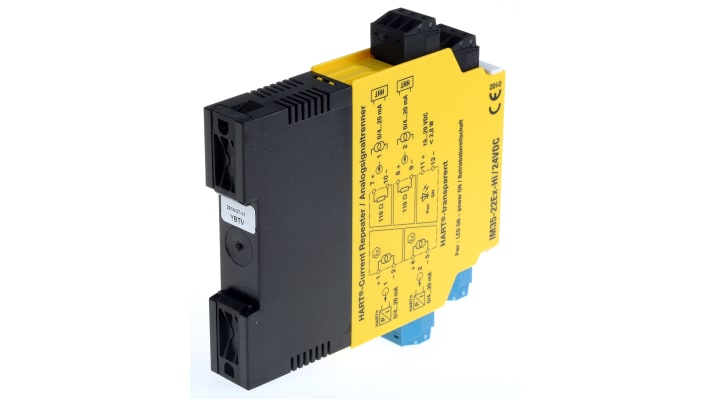 Turck IM35-22EX-HI, isolatore di segnale analogico a barriera galvanica, 2 canali, montaggio su guida DIN, dimensioni 110x18x110 mm.