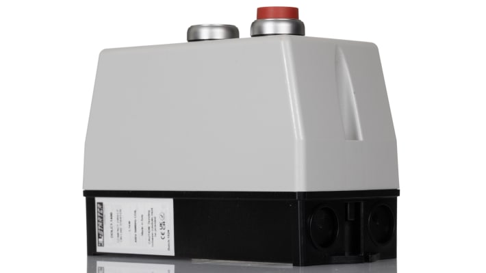 Starter DOL automatico Lovato DOLC1.1400 per motori trifase, potenza 1,1 kW, dimensioni 175 x 88 x 109 mm, grado di protezione IP65.