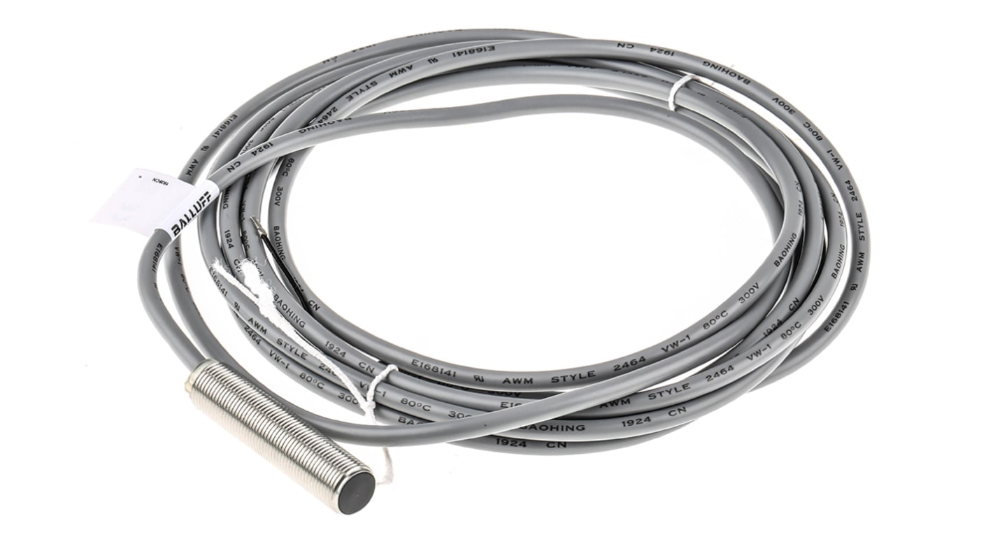 Sensore di prossimità cilindrico PNP BALLUFF BES M12MI-PSC40B-BV03, rilevamento 4 mm, IP68, montaggio a filo.