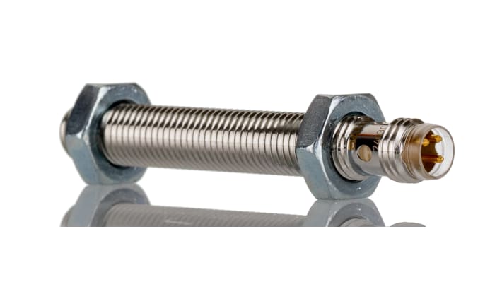 Sensore di prossimità cilindrico BALLUFF BES M08MI-PSC15B-S49G, PNP, 1,5 mm, IP67, 12-30 V c.c., montaggio a filo.