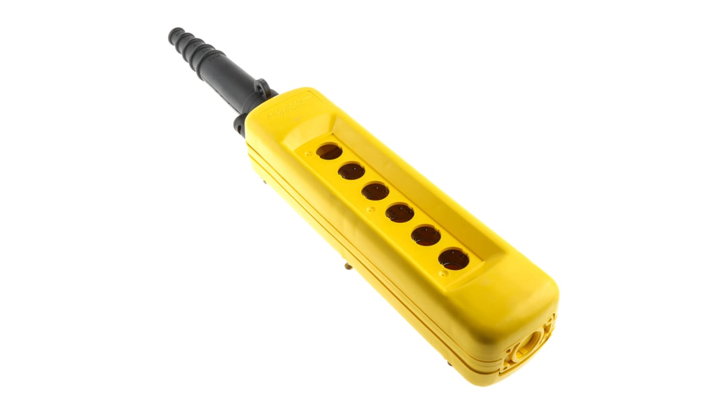 Contenitore pulsantiera Schneider Electric XACA06H7, IP65, 6 fori Ø22mm, dimensioni 500x80x70mm, materiale polipropilene.