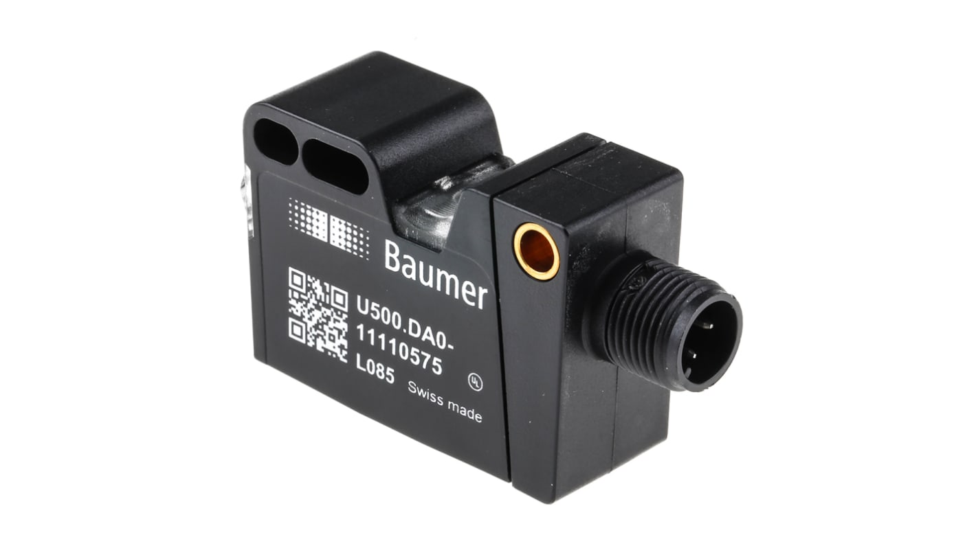 Sensore di prossimità Baumer U500.DA0-AA1B.72O, rilevamento 100-1000 mm, IP67, dimensioni 18x45.1x32.2 mm, alimentazione 12-30 V c.c.