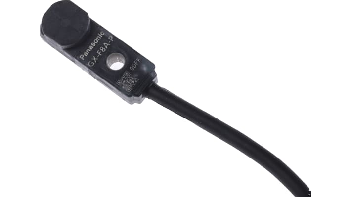 Sensore di prossimità Panasonic GX-F8A-P, induttivo PNP, 2,5 mm, IP68, 12-24 V c.c., dimensioni 24x8x7,4 mm, montaggio non a filo.