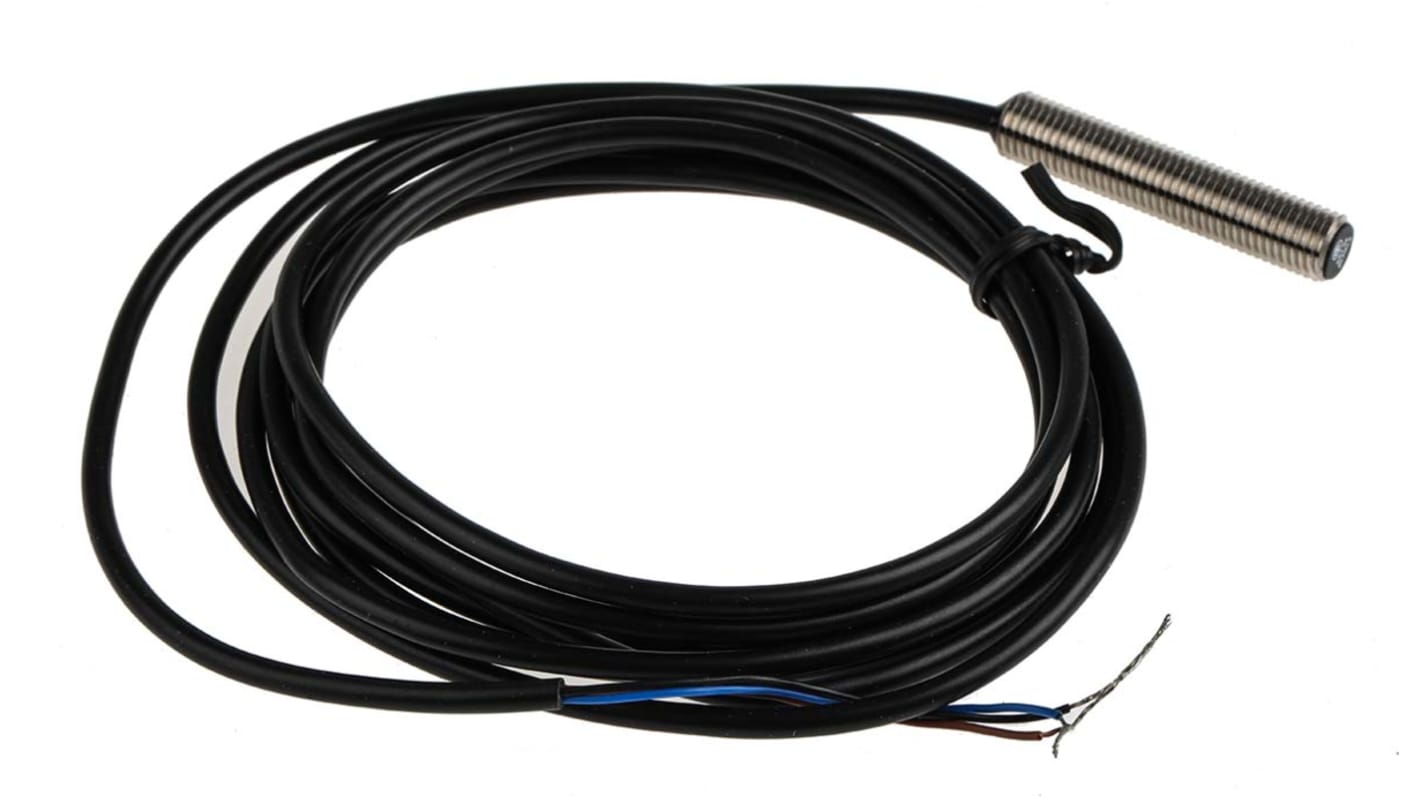 Sensore di prossimità cilindrico PNP Telemecanique XS108BLPAL2, M8, rilevamento 1,2 mm, IP67, cavo 2 m, -25/+70 °C.