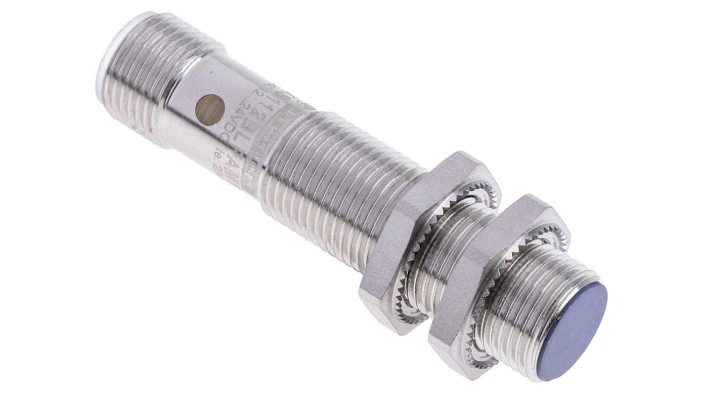 Sensore di prossimità induttivo Telemecanique XS112BLPAM12 PNP, M12 x 1, 2 mm, 12-24 V c.c. IP67 per applicazioni industriali e robotica.