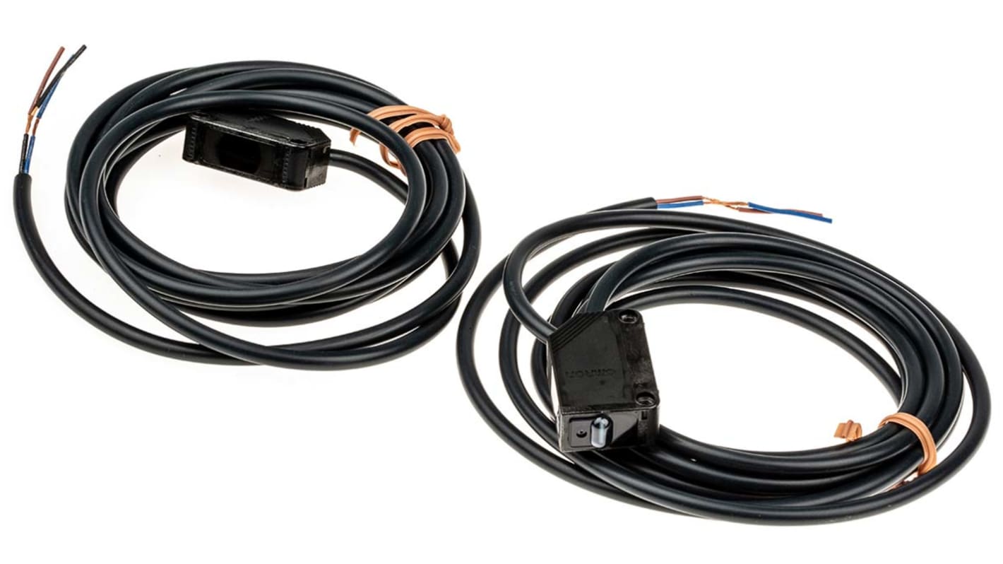 Sensore fotoelettrico rettangolare NPN Omron E3Z-T61 2M, rilevamento a 15 mm, contenitore PBT IP67, temperatura operativa -25°C a +55°C.