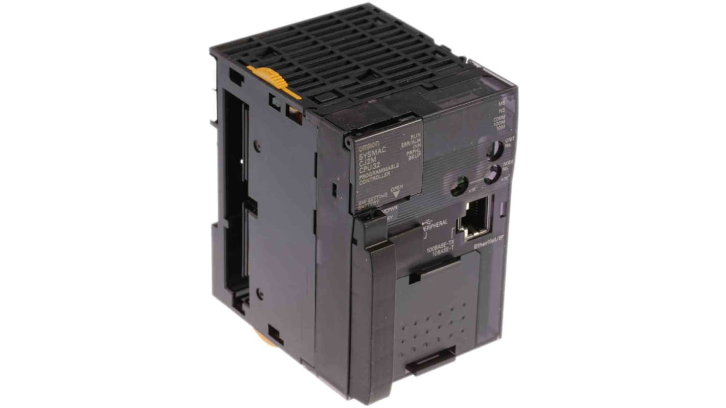 Omron CJ2MCPU32, CPU PLC con 40 I/O, montaggio a pannello, dimensioni 62 x 76,2 x 90 mm, rete Ethernet.