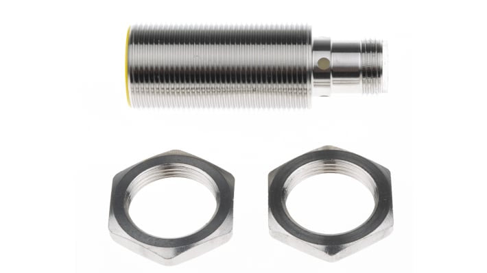 Sensore di prossimità cilindrico Turck Bi5-EM18-Y1X-H1141, tecnologia NAMUR, IP67, montaggio a filo, lunghezza 52 mm.