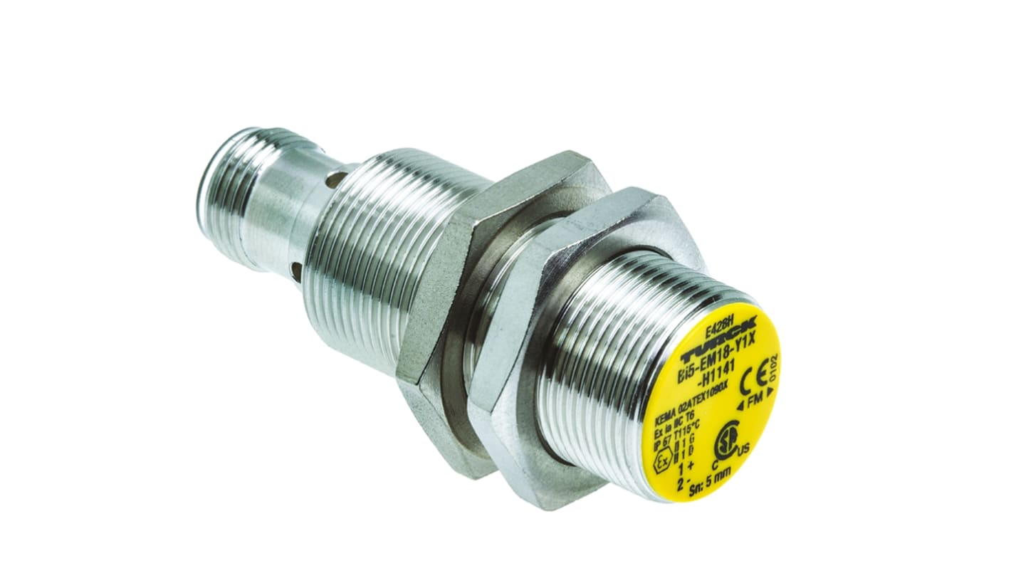 Sensore di prossimità cilindrico Turck Bi10-EM30-Y1X-H1141, NAMUR, M30, rilevamento 10 mm, corpo in acciaio inox, IP67, connettore M12.
