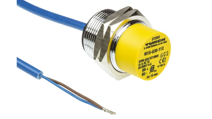 Sensore di prossimità cilindrico Turck Ni15-G30-Y1X, M30, uscita NAMUR, rilevamento 15 mm, IP67, temperatura -25°C/+70°C.