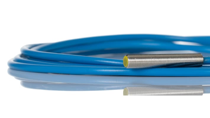 Sensore di prossimità cilindrico Turck Bi1-EG05-Y1, tecnologia NAMUR, filettatura M5, grado di protezione IP67, lunghezza 30 mm.