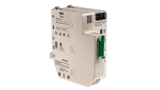 Schneider Electric BMEP581020, CPU PLC Modicon M580, 1024 I/O, montaggio a rack, dimensioni 64,6 x 134,6 x 130,3 mm.