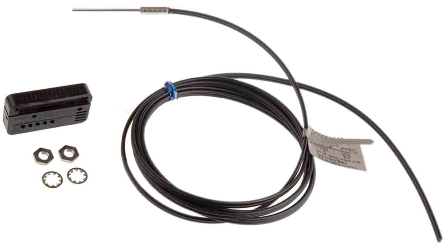 Sensore per fibre ottiche Omron E32-DC200B4, IP67, lunghezza fibra 2 m, Ø 10 x 17 mm, temperatura operativa -40/+70 °C.