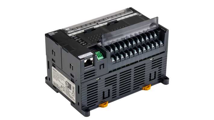Omron CP1L-EM40DR-D, CPU PLC con 40 I/O, montaggio su guida DIN, dimensioni 150 x 90 x 85 mm, porta Ethernet.