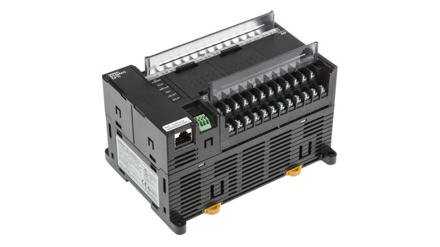 Omron CP1L-EM40DT1-D, CPU PLC con 40 I/O, montaggio su guida DIN, dimensioni 150 x 90 x 85 mm, porta Ethernet.